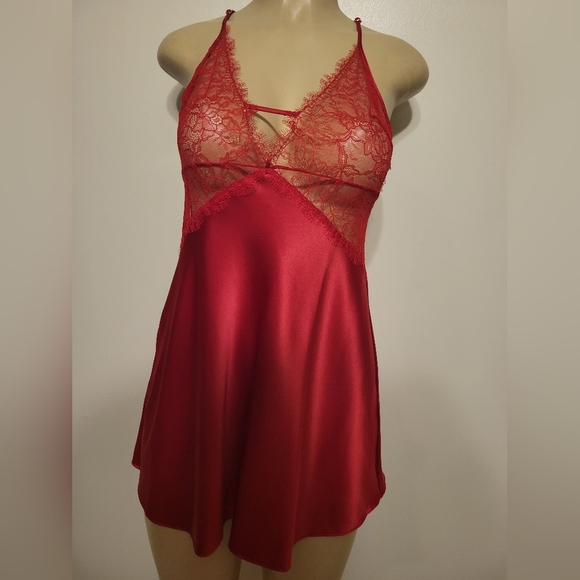 Victoria Secret Lingerie Slip Teddy Red Size Medium Valentines Sexy - Picture 1 of 6